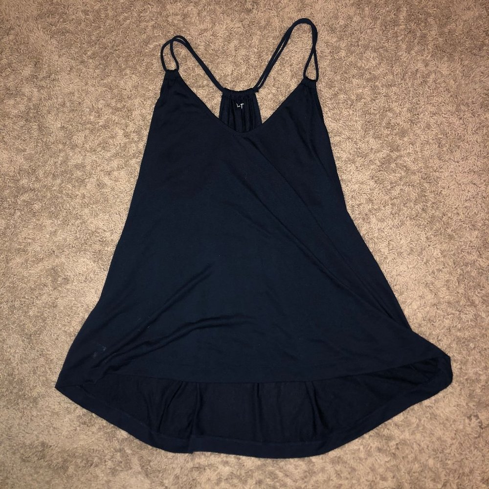 Navy Blue Razor Back Tank Top (LOFT)